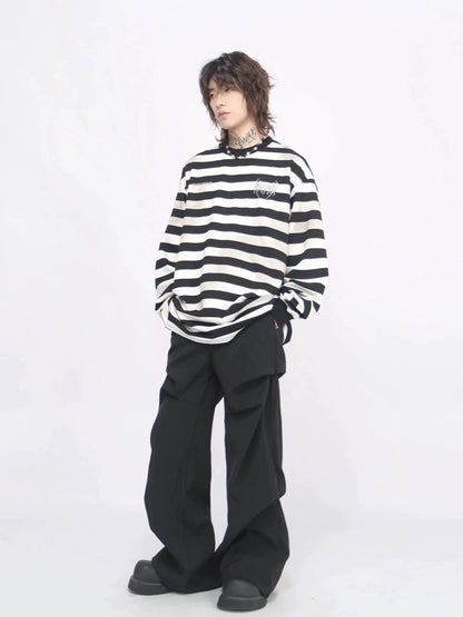 Oversize Striped Long Sleeve T-shirt WN8402