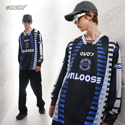 Racing-Inspired Letter Print Combed Cotton Oversize Long Sleeve T-Shirt WN12421