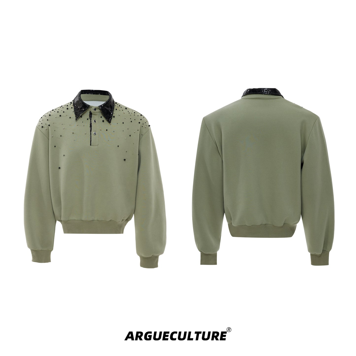 Pearl Sequin Long Sleeve Polo Shirt WN21217