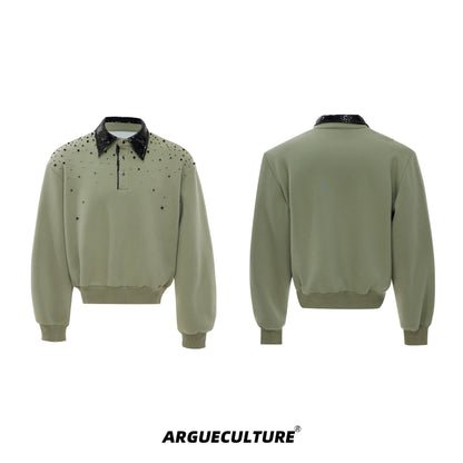 Pearl Sequin Long Sleeve Polo Shirt WN21217