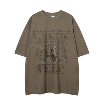 Washed Graphic Print Oversize Short Sleeve T-Shirt WN24449