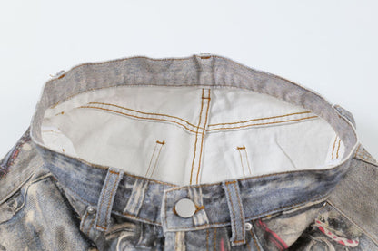 Washed Print Straight Denim Jeans WN12660