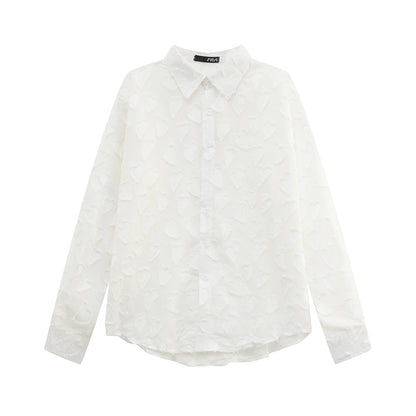 Cutout Texture Long Sleeve Shirt WN24876