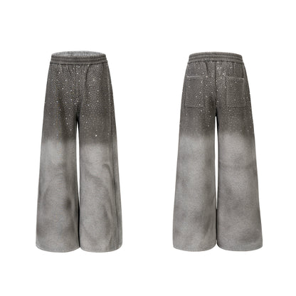 Rhinestone Fake Fur Lining Hoodie & Sweat Pants Setup WN22149