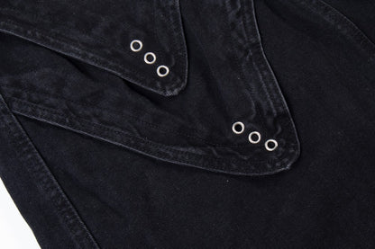 Bleached Damage Multi-Pocket Wide Leg Denim Jeans WN27797