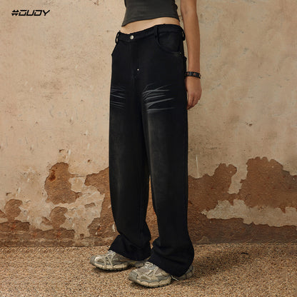 Washed Wide-Leg Denim Jeans WN12481