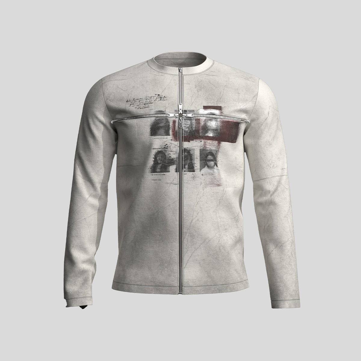 Lightweight Cross Zipper Print Long Sleeve T-Shirt WN27085