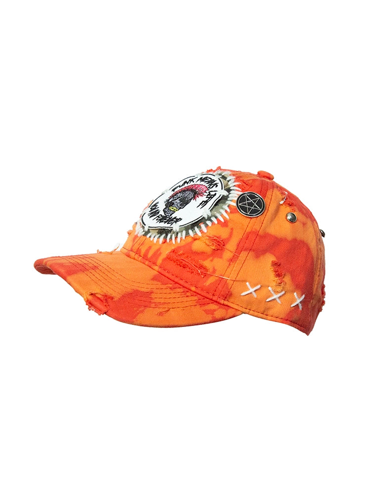 Tie-Dye Rivet Embroidery Deep Curved-Brim Cap WN21120