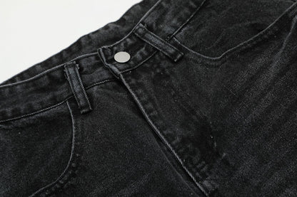 Washed Pleats Curved Denim Jeans WN25487