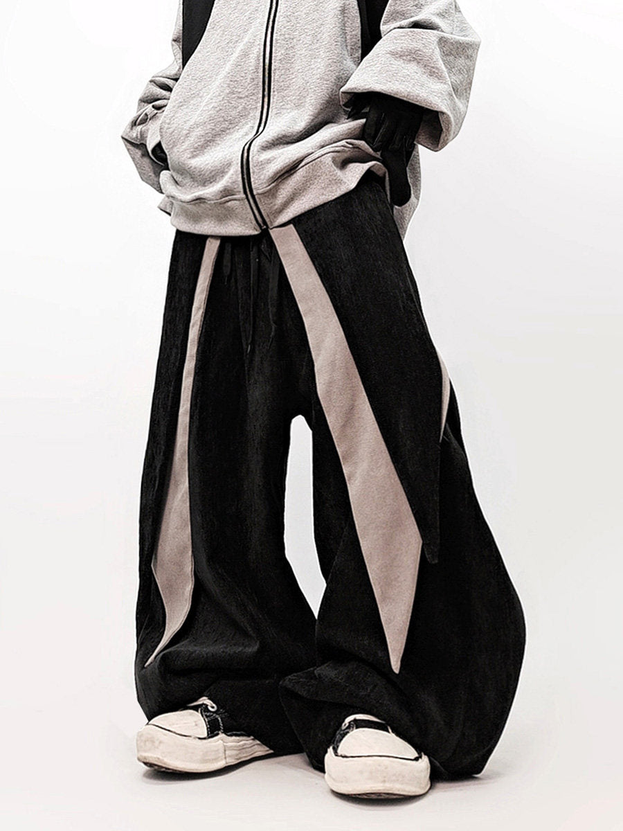 Fake Layered Curved Cut Wide Leg Cargo Pants WN23981