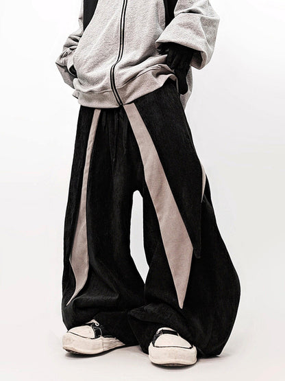 Fake Layered Curved Cut Wide Leg Cargo Pants WN23981