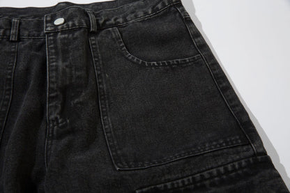 Washed Eyelet Cargo Denim Jeans WN25447