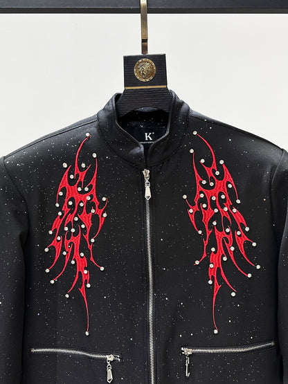 Color Block Embroidery Beaded Short Jacket WN23881