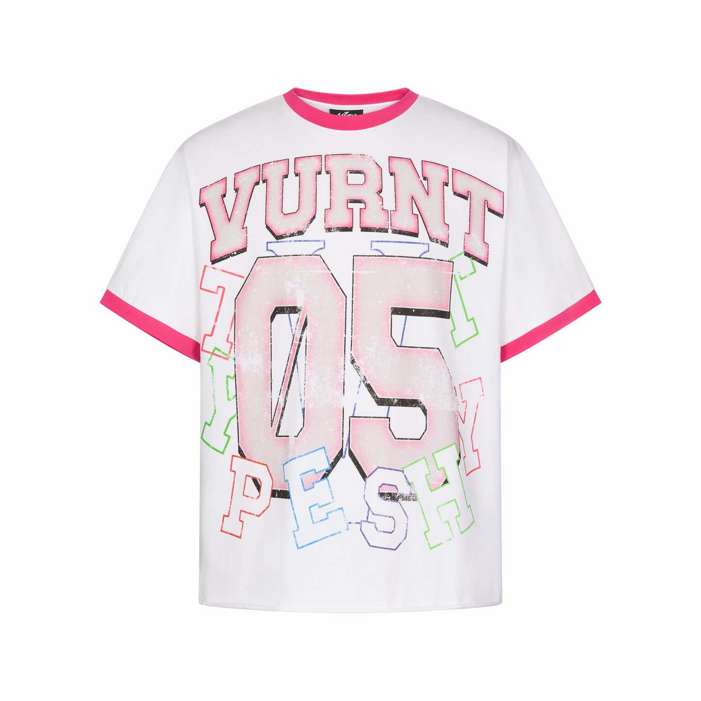 Contrast Collar Art Print Short Sleeve T-Shirt WN20997