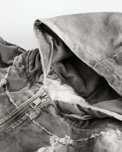 Washed Graphic Pocket Detail Hooded Jacket WN27967