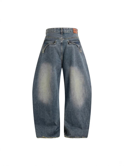Gradient Deconstruction Raw-Hem Wide Leg Denim Jeans WN27918