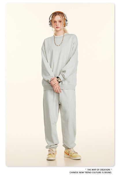 Oversize Heavyweight Basic Round Neck Sweatshirt WN9929