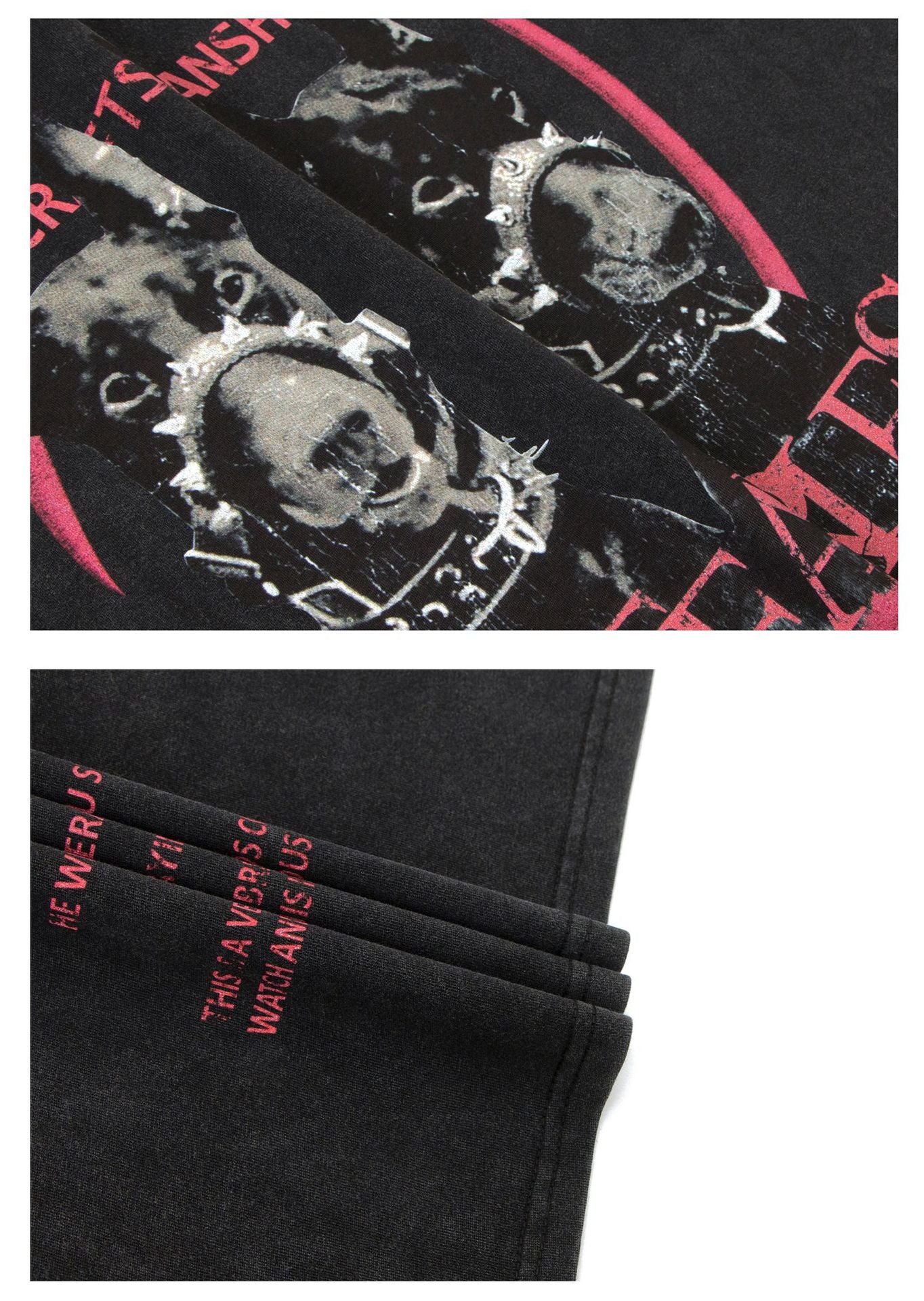 Washed Doberman Print Oversize Short Sleeve T-Shirt WN26230