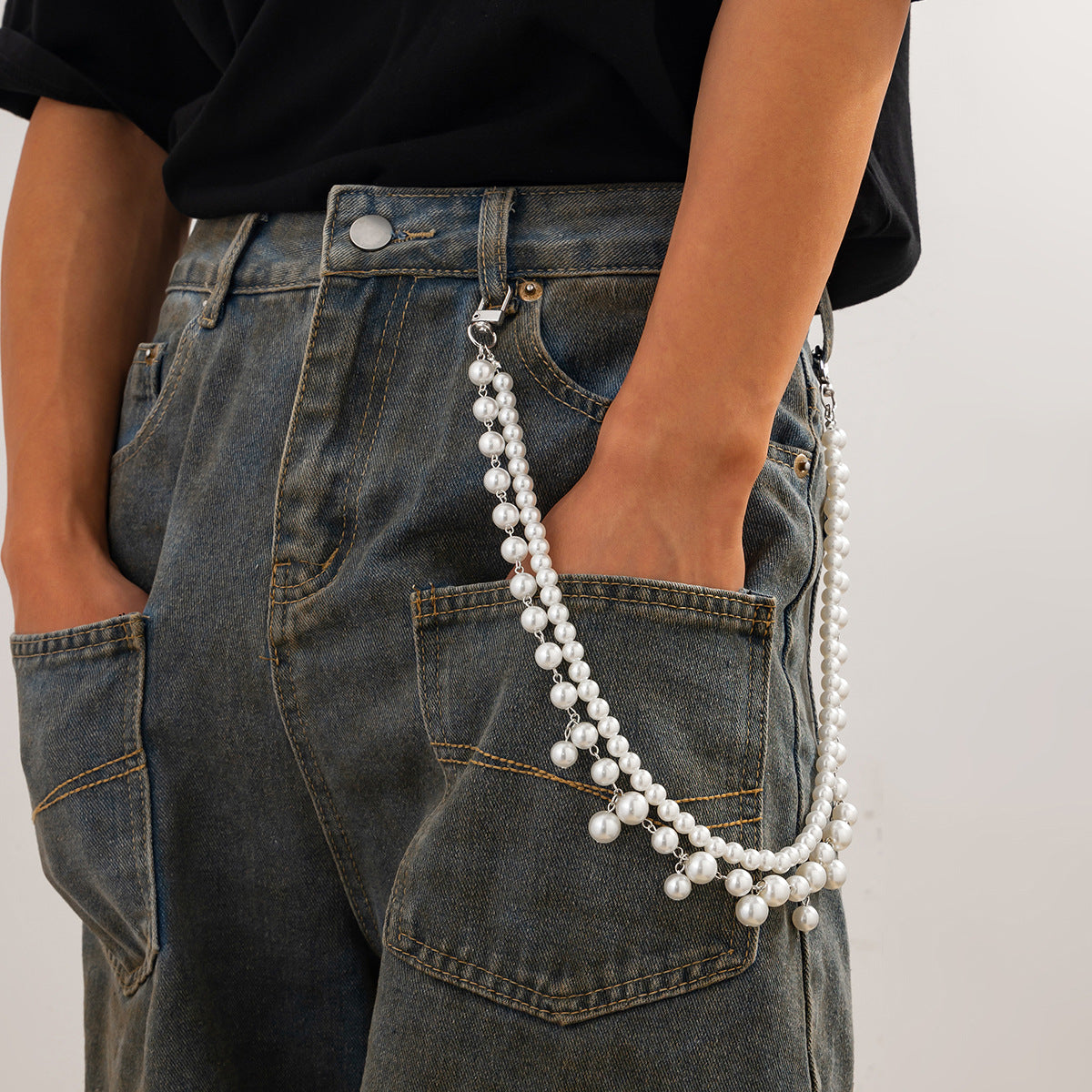 Bead Decor Metal Pants Chain WN21066
