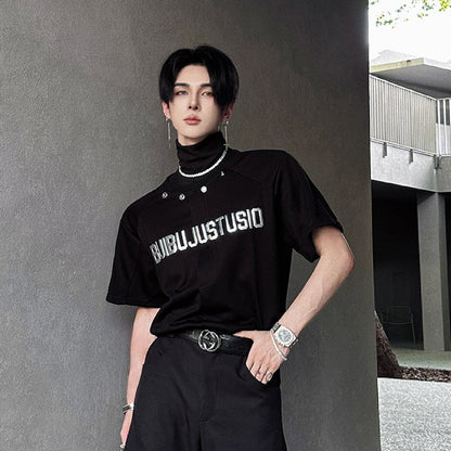 Oversize Letter High-Neck Short Sleeve T-Shirt WN25092