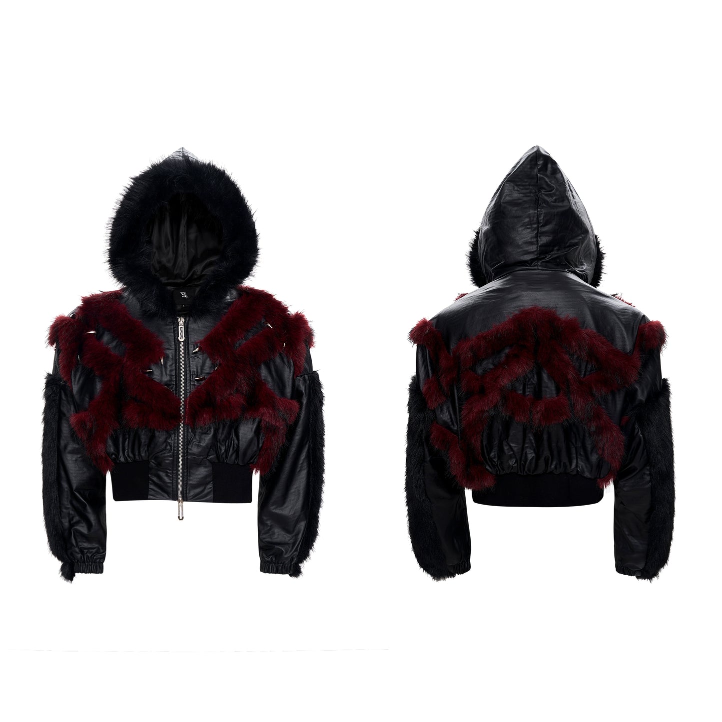 Fake Fur Patchwork Hooded Short Jacket WN21803