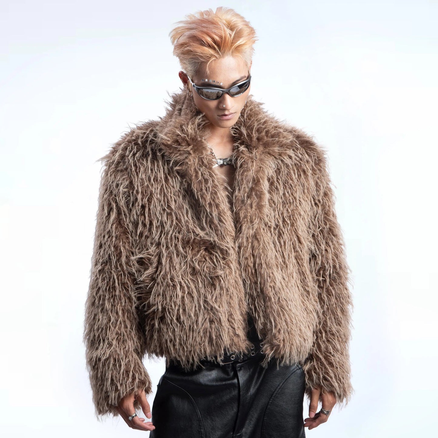 Fake Mink Fur Oversize Wide-Collar Jacket WN20662