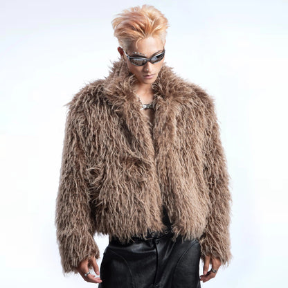 Fake Mink Fur Oversize Wide-Collar Jacket WN20662
