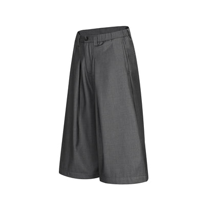 Wide Leg Pleats Half Trousers WN25967