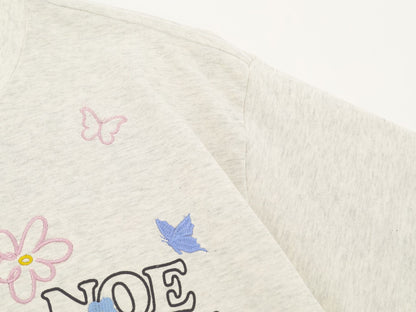 Butterfly Flower Embroidery Short Sleeve T-Shirt WN26781
