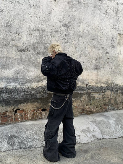 Star Moon Rivet Short Bomber Jacket WN22193