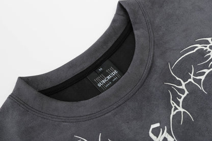 Oversize Suede Short Sleeve T-Shirt WN13121