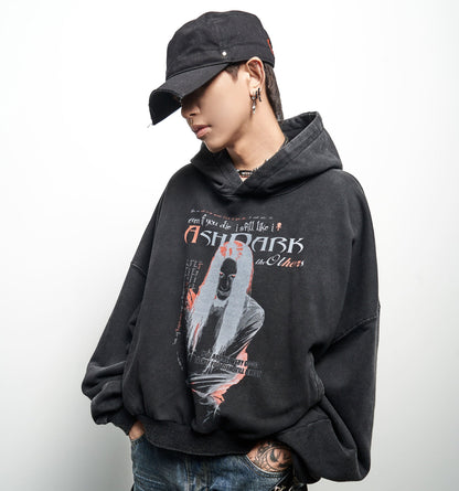 Art Print Washed Oversize Hoodie WN22963