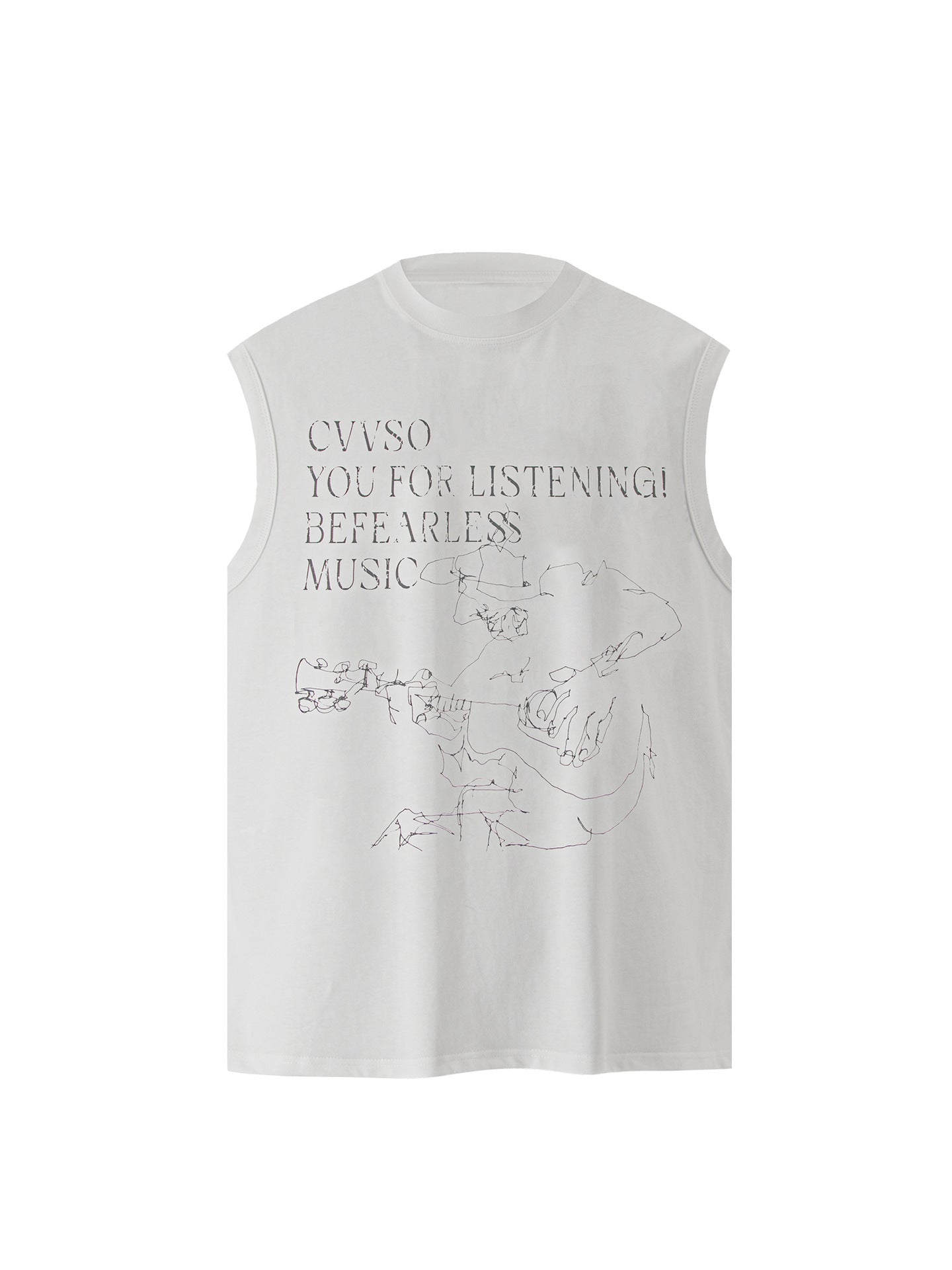 Guitarist Print Oversize Sleeveless T-Shirt WN26385