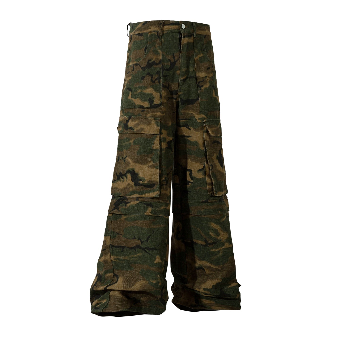 Camouflage Wide Leg Straight Cargo Pants WN8695