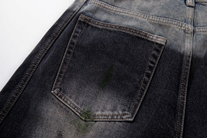 Paint Print Wide Leg Denim Jeans WN23101