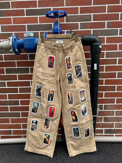 Photo Print Mix Patch Wide Leg Denim Jeans WN24066
