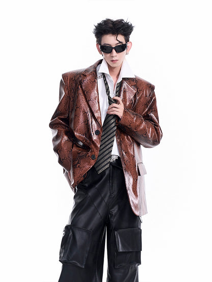 Snake Skin PU Leather Jacket WN8093