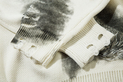 Chain Jacquard Spray Paint Knit Sweater WN11439