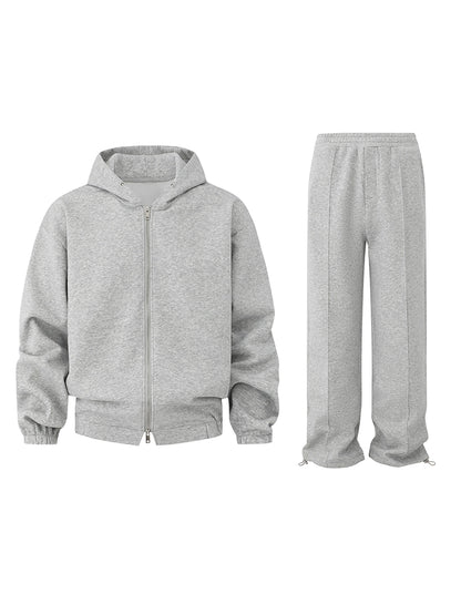 Double Zipper Hoodie & Straight Pants Setup WN20235