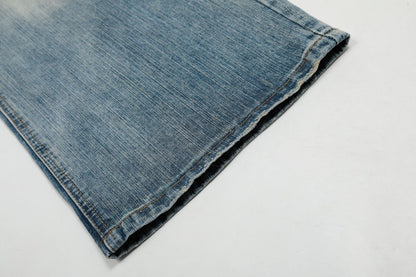 Washed Wide-Leg Straight Denim Jeans WN14056