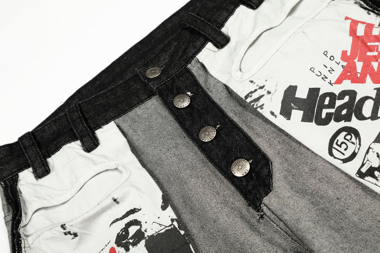 Print Deconstruction Wide Leg Denim Jeans WN25871