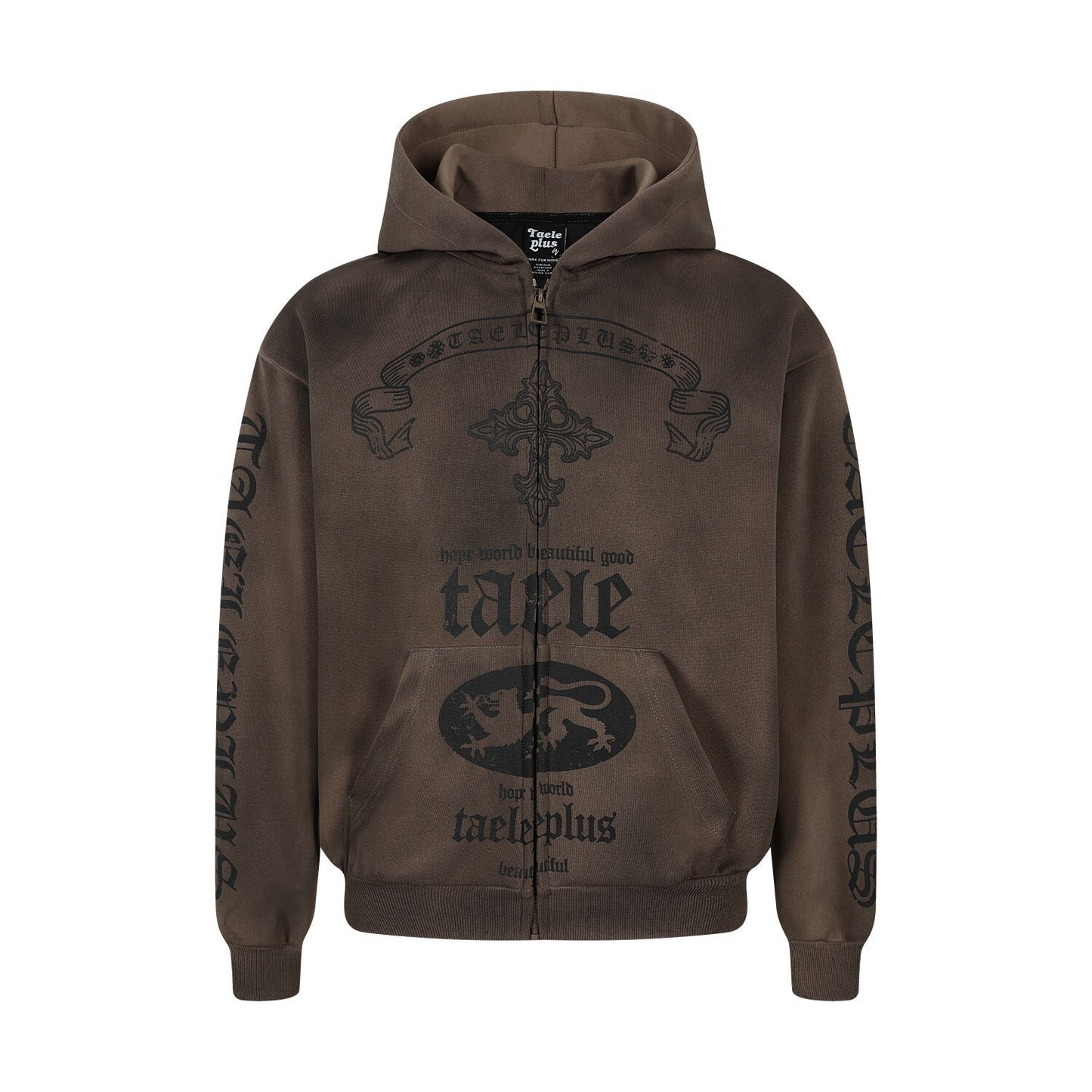 Washed Dirty Dye Zipper Hoodie WN23067