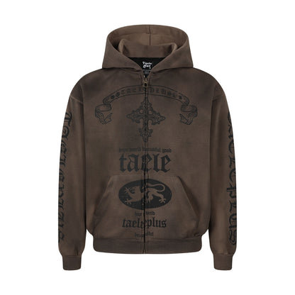 Washed Dirty Dye Zipper Hoodie WN23067