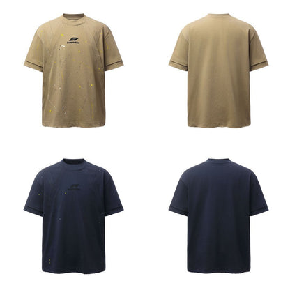 Washed Damage Paint Splatter Short Sleeve T-Shirt WN25694