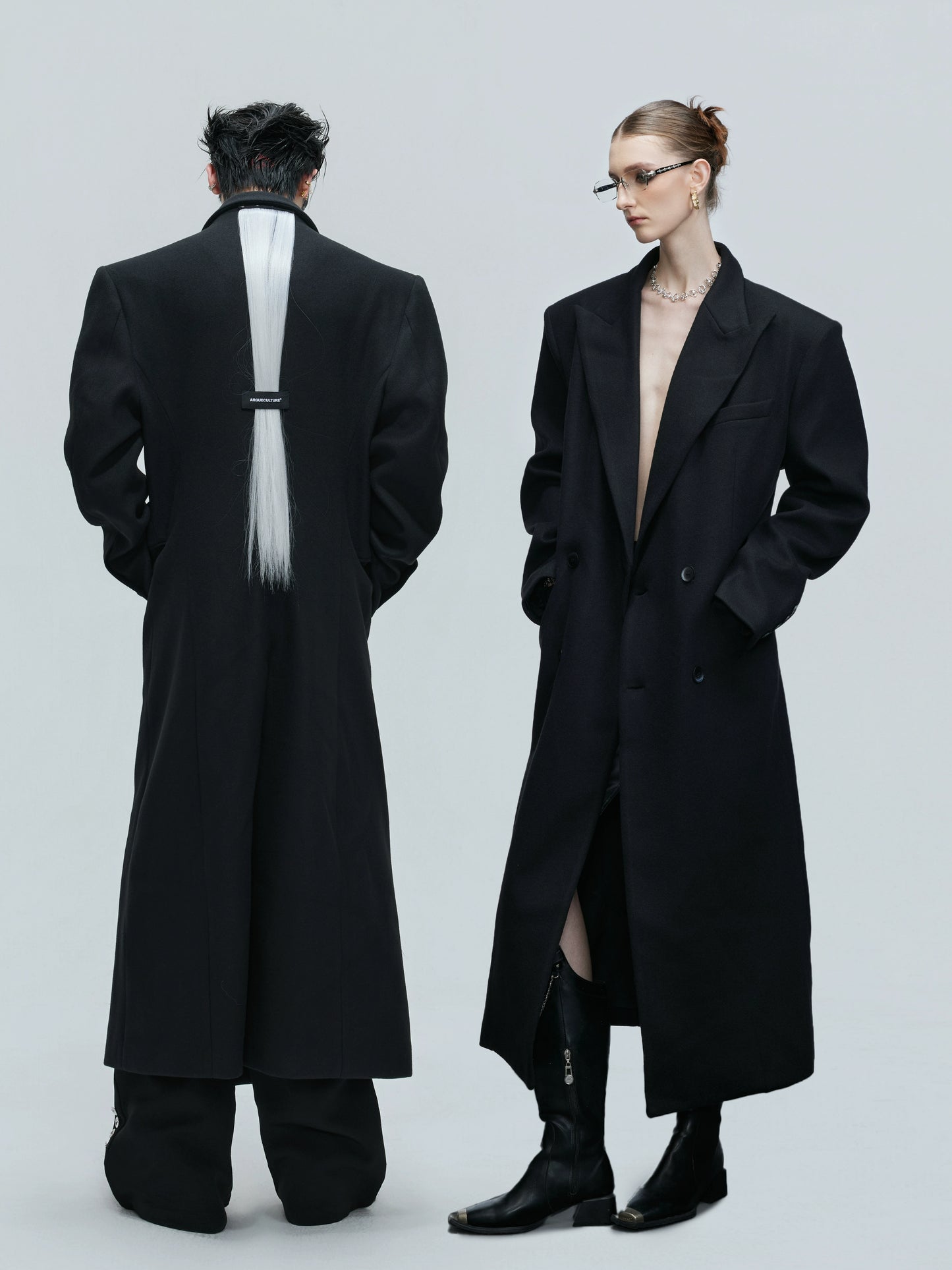 Shoulder-Pad Waist-Fitted Thick Long Trench Coat WN21737