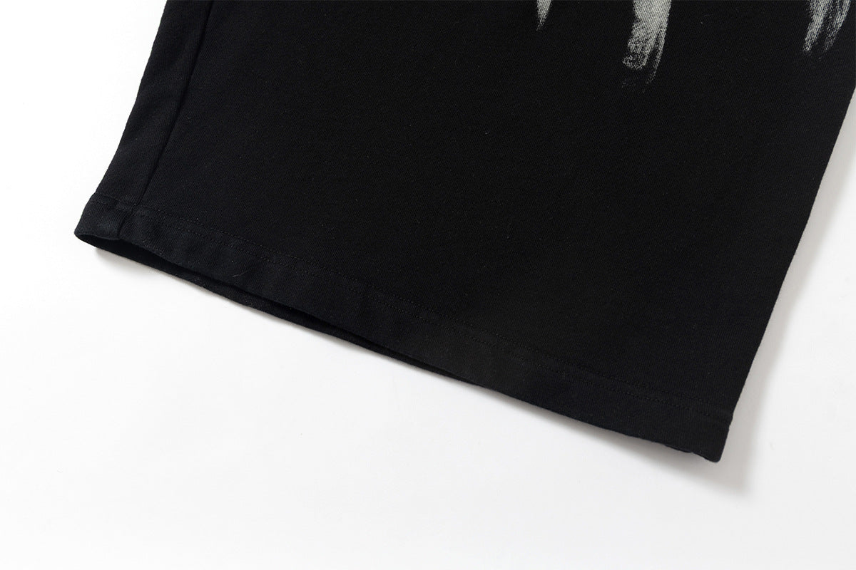 Drawstring Wash Tie-Dye Damage Half Sweatpants WN25589