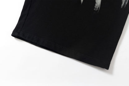 Drawstring Wash Tie-Dye Damage Half Sweatpants WN25589