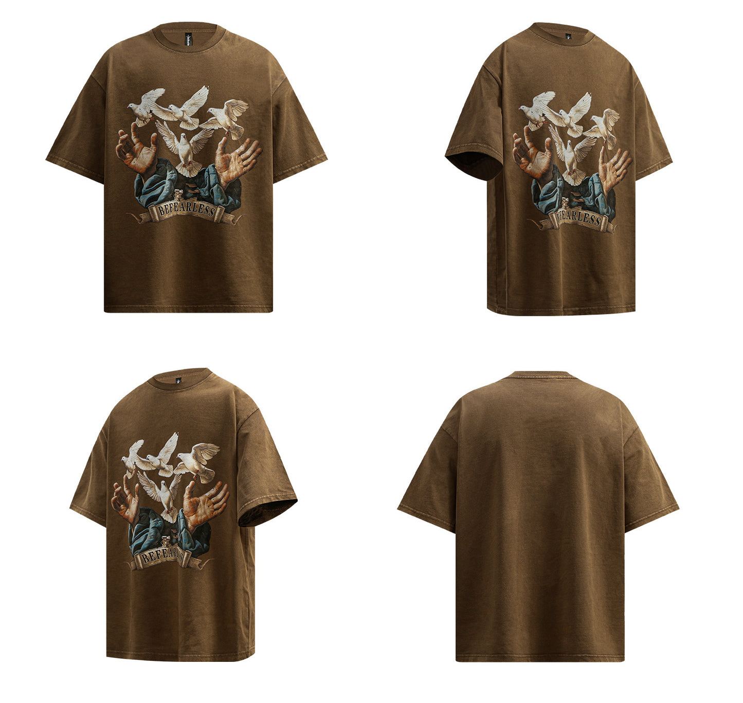Washed Dove Print Heavyweight Oversize Short Sleeve T-Shirt WN26398