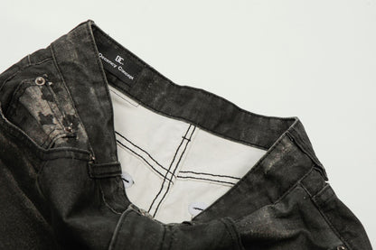 Washed Fade Whisker Wide Leg Straight Denim Jeans WN25881