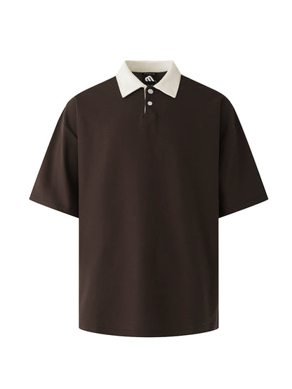 Color Block Oversize Short Sleeve Polo Shirt WN20272